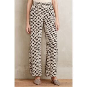 New Anthropologie Ranna Gill Natural Dotty Wide-Leg Pants $118 Size 6